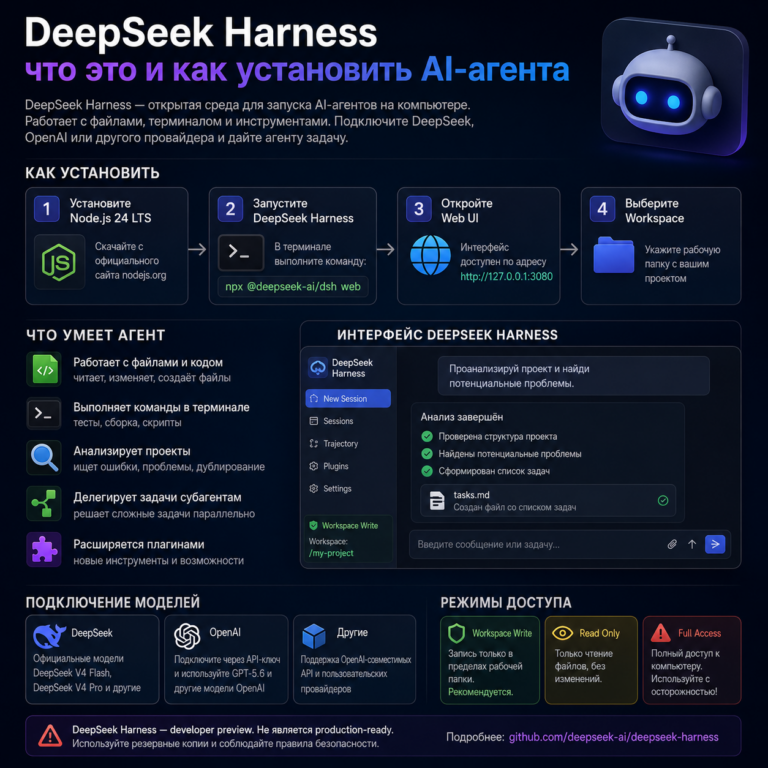 DeepSeek Harness: что это такое и как установить AI-агента 3 DeepSeek Harness